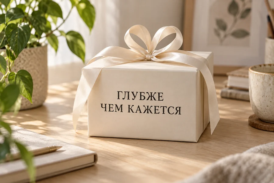 Подарок с надписью «Глубже чем кажется»